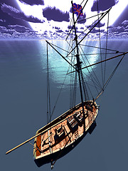 Image showing Pirate brigantine