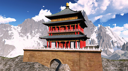 Image showing Zen buddhist temple in the mountains