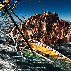 Image showing Pirate brigantine