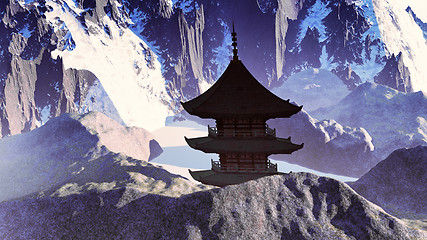 Image showing Zen buddhist temple in the mountains