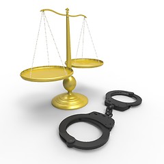 Image showing Scales of justice and handcuffs