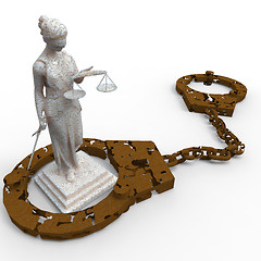 Image showing Themis statue and handcuffs