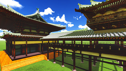 Image showing Zen buddhist temple in the mountains