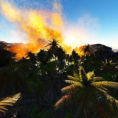 Image showing Volcanic eruption on island