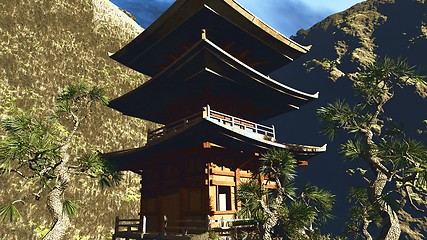 Image showing Zen buddhist temple in the mountains