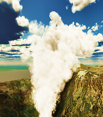 Image showing Volcanic eruption on island