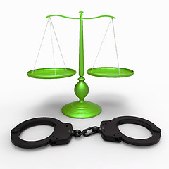 Image showing Scales of justice and handcuffs