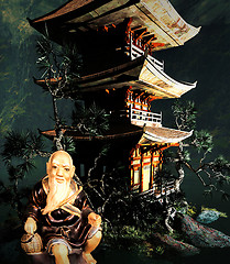 Image showing Buddhist temple in mountains