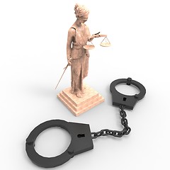 Image showing Themis statue and handcuffs