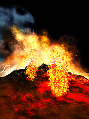 Image showing Volcanic eruption on island