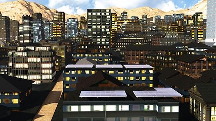 Image showing Solar panels in city