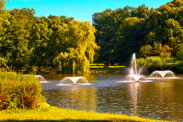 Image showing Fountains in the park