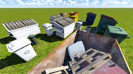 Image showing Dumpsters and skips