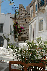 Image showing street scene with ancient church