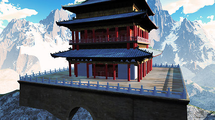 Image showing Zen buddhist temple in the mountains