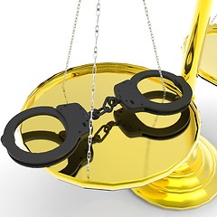 Image showing Scales of justice and handcuffs