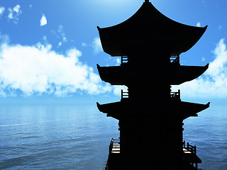 Image showing Zen buddhist temple in the mountains