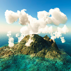 Image showing Volcanic eruption on island