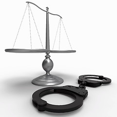 Image showing Scales of justice and handcuffs