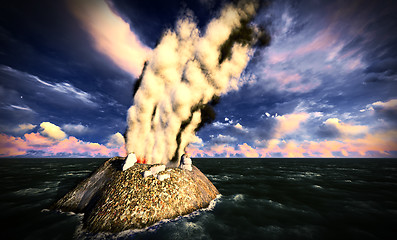 Image showing Volcanic eruption on island