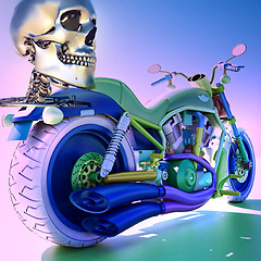 Image showing Human skleton on motorbike