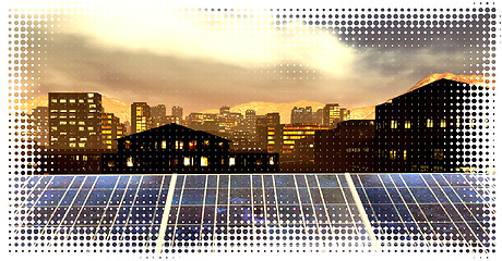 Image showing Solar power panels in city