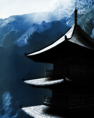 Image showing Zen buddhist temple in the mountains