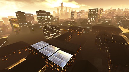 Image showing Solar power panels in city