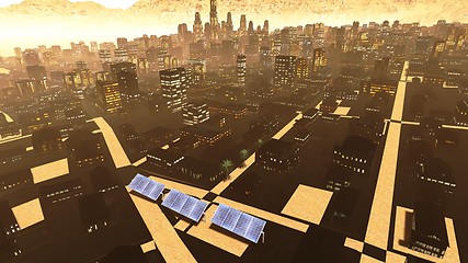 Image showing Solar power panels in city