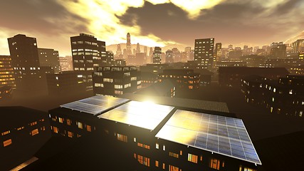 Image showing Solar power panels in city