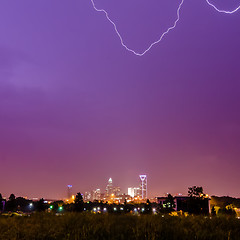 Image showing lightning and thunderstorm over city of charlotte north carolina