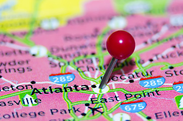 Image showing atlanta city pin on the map