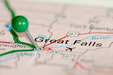 Image showing great falls city pin on the map