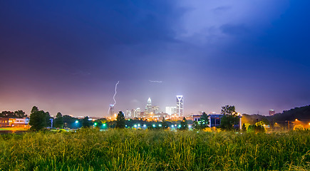 Image showing lightning and thunderstorm over city of charlotte north carolina