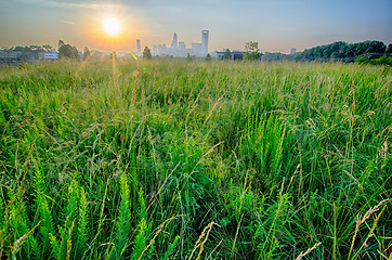 Image showing looking at charlotte the queen city financial district from a di