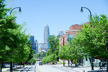 Image showing looking at charlotte the queen city financial district from a di