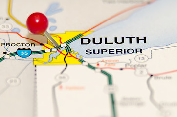 Image showing duluth city pin on the map