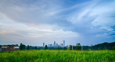 Image showing looking at charlotte the queen city financial district from a di