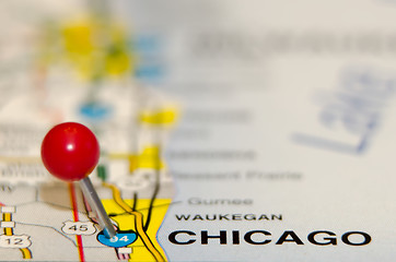 Image showing chicago city pin on the map