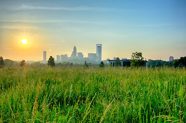 Image showing looking at charlotte the queen city financial district from a di