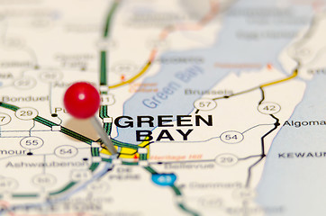 Image showing green bay city pin on the map