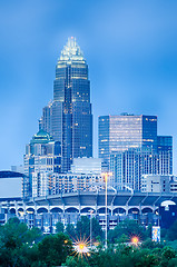 Image showing looking at charlotte the queen city financial district from a di