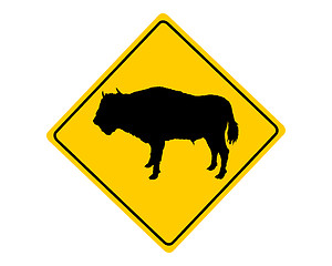 Image showing Bison warning sign