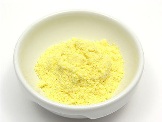 Image showing Cornmeal  in a bowl of chinaware on white background