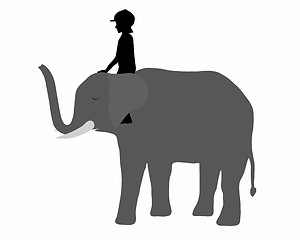 Image showing Girl is riding on an elephant