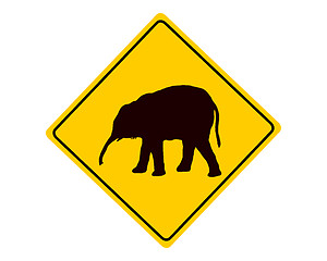 Image showing Young elephant warning sign