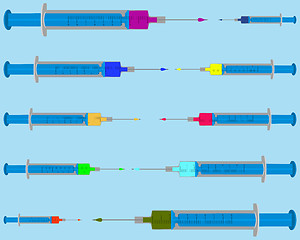 Image showing Illustration of filled injections on blue background