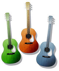 Image showing Colored guitars