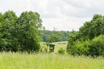 Image showing small green hunter watch tower in nature  