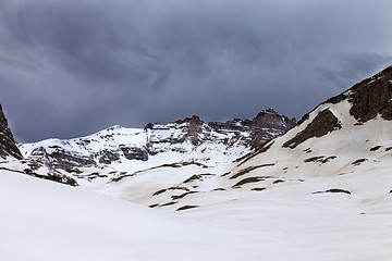 Image showing Snowy mountains before storm